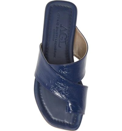 Shop Agl Attilio Giusti Leombruni Asymmetrical Toe Loop Slide Sandal In Ocean Patent