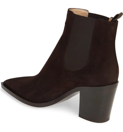 Shop Gianvito Rossi Pointy Toe Chelsea Boot In Brown Suede