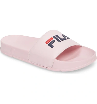 Shop Fila Slide Sandal In Pink/ Navy/ Red