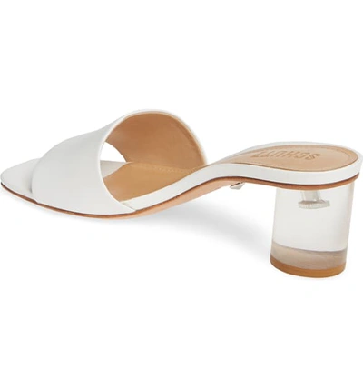 Shop Schutz Mirlande Clear Heel Slide Sandal In White Leather