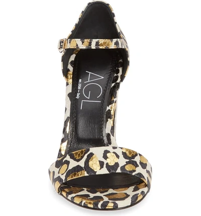 Shop Agl Attilio Giusti Leombruni Snake Embossed Leopard Print Sandal In Off White/ Gold Leopard