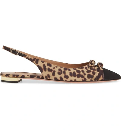 Shop Aquazzura Mondaine Slingback Flat In Jaguar Print