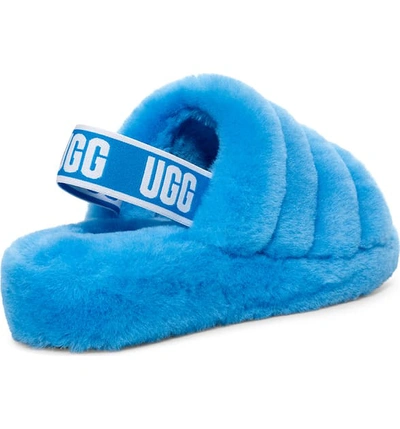 Shop Ugg Fluff Yeah Genuine Shearling Slide In Neon Blue