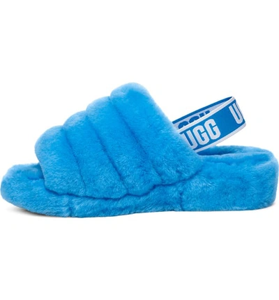 Shop Ugg Fluff Yeah Genuine Shearling Slide In Neon Blue