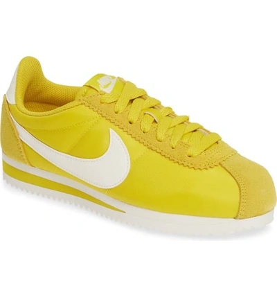 Shop Nike Classic Cortez Sneaker In Bright Citron/ Sail/ White