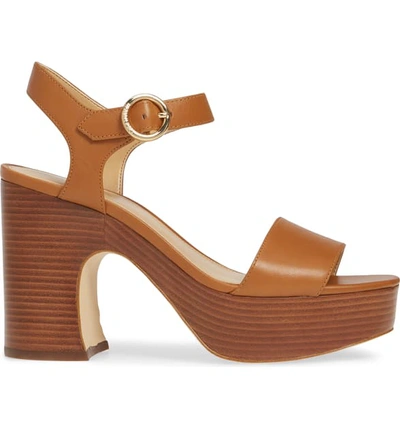 Shop Michael Michael Kors Fiona Platform Sandal In Acorn Vachetta Leather