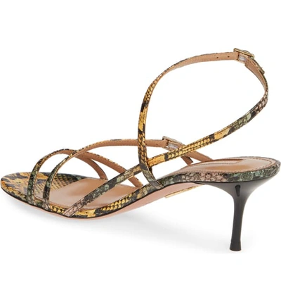 Shop Aquazzura Carolyne Genuine Snakeskin Sandal In Yellow Snake