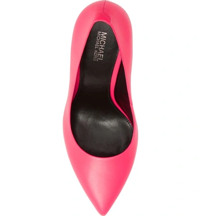 Shop Michael Michael Kors Claire Pointy Toe Pump In Neon Pink Leather