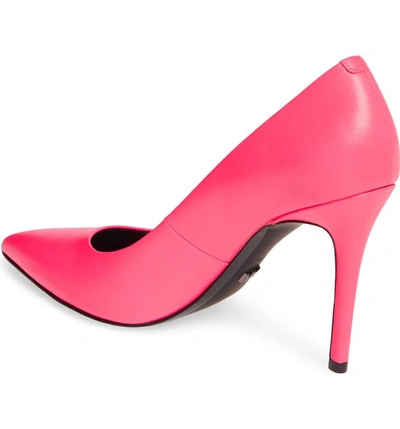 Shop Michael Michael Kors Claire Pointy Toe Pump In Neon Pink Leather