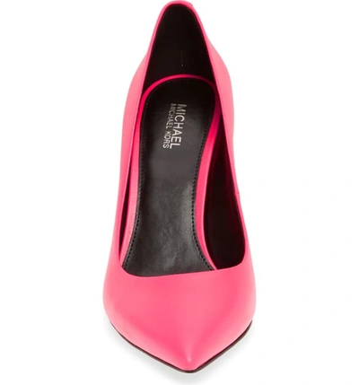 Shop Michael Michael Kors Claire Pointy Toe Pump In Neon Pink Leather
