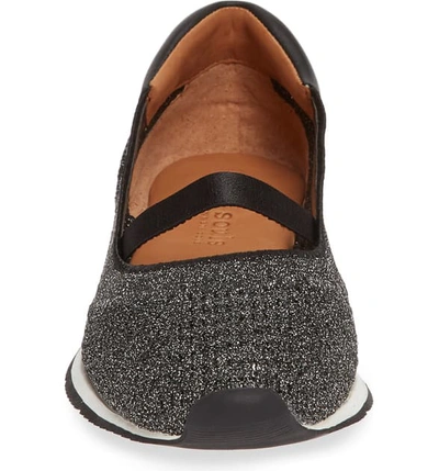 Shop Gentle Souls By Kenneth Cole Luca Knit Ballet Flat In Black Metallic Fabric