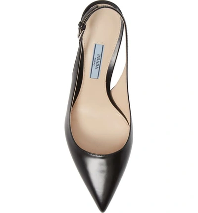 Shop Prada Slingback Pump In Black Spazzalato Leather