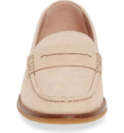 Shop Sperry Seaport Penny Loafer In Rose Crocodile Print Nubuck