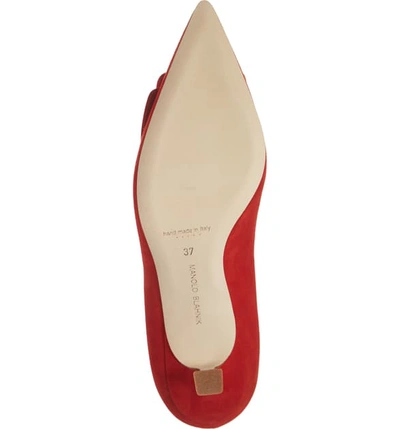 Shop Manolo Blahnik Maysale Buckle Pointed Toe Pump In Red Suede