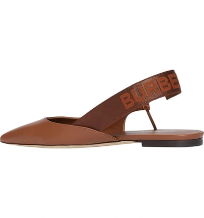 Shop Burberry Maria Asymmetrical Slingback Flat In Tan