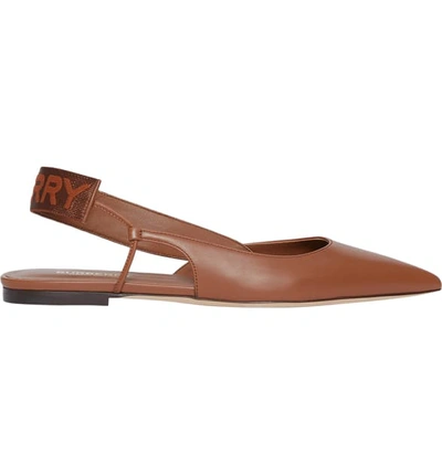 Shop Burberry Maria Asymmetrical Slingback Flat In Tan