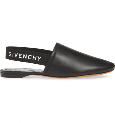 Shop Givenchy Rivington Logo Slingback Flat In Black/ Silver
