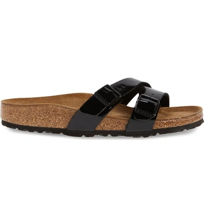 Shop Birkenstock Yao Slide Sandal In Black Patent