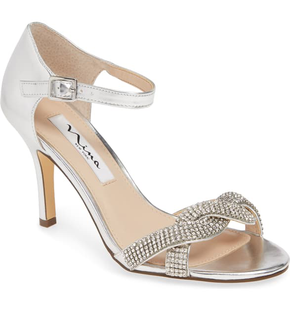 Nina Valency Peep Toe Sandals Women's Shoes In Silver | ModeSens