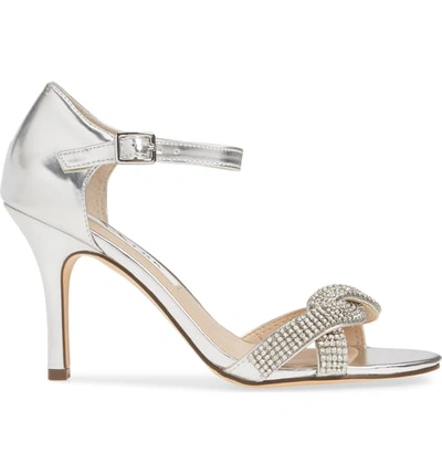Shop Nina Valency Crystal Embellished Sandal In Silver Fabric