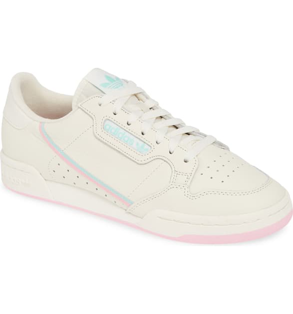 adidas continental 80 off white true pink clear mint