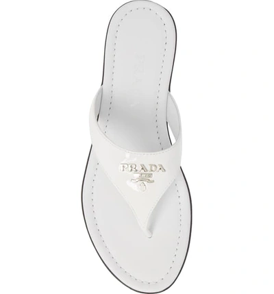 Shop Prada Logo Flip Flop In White