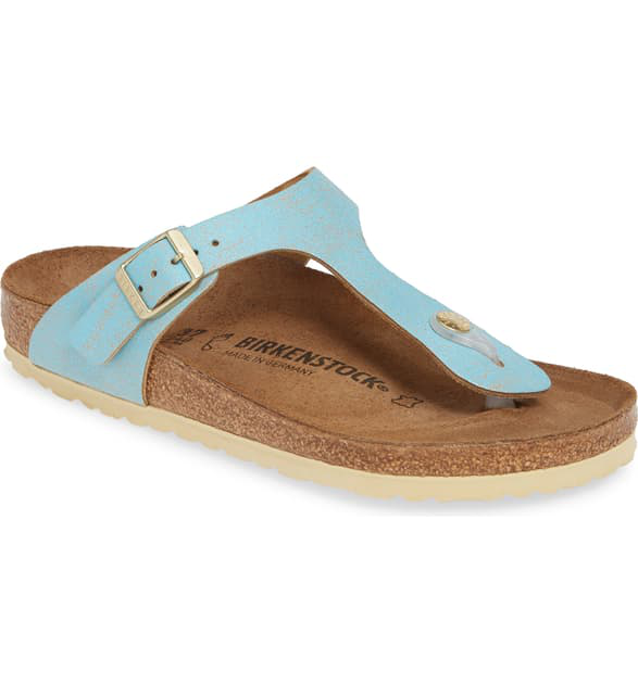 birkenstock washed metallic aqua