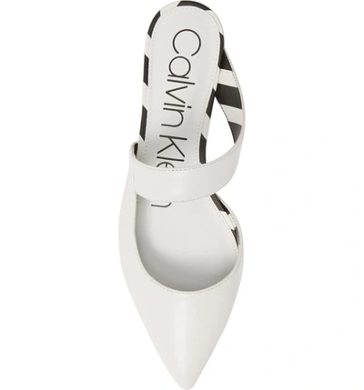 Shop Calvin Klein Arleys Asymmetrical Pointy Toe Mule In White Leather