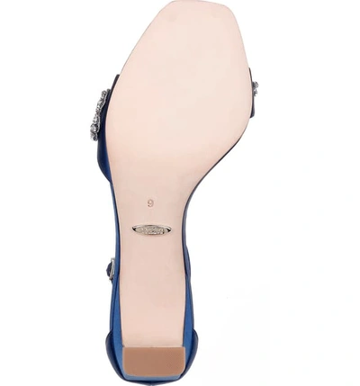 Shop Badgley Mischka Alison Crystal Embellished Ankle Strap Sandal In Navy Satin