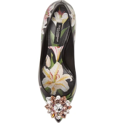 Shop Dolce & Gabbana Embellished Floral Pump In Black