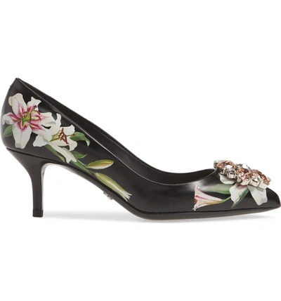 Shop Dolce & Gabbana Embellished Floral Pump In Black