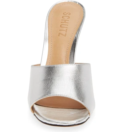 Shop Schutz Bardana High Heel Slide Sandal In Silver Leather