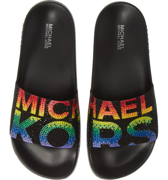 michael kors rainbow slide sandals