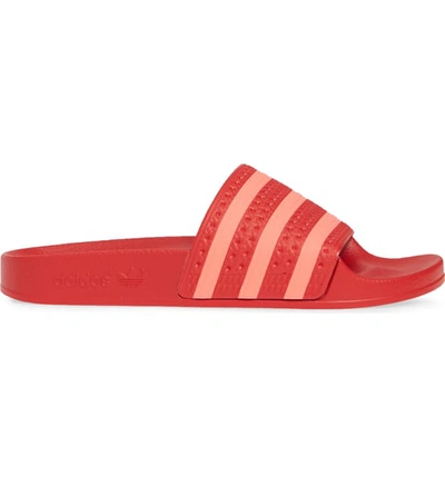 Shop Adidas Originals 'adilette' Slide Sandal In Scarlet/ Flash Red/ Scarlet