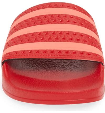 Shop Adidas Originals 'adilette' Slide Sandal In Scarlet/ Flash Red/ Scarlet