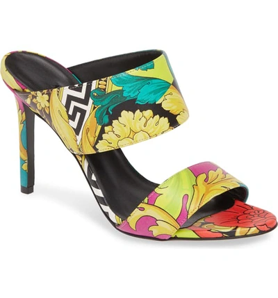 Shop Versace Voyage Barocco Slip-on Sandal In Multicolor/ Black