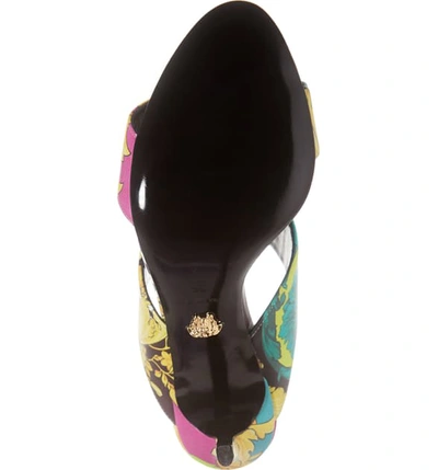 Shop Versace Voyage Barocco Slip-on Sandal In Multicolor/ Black