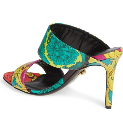 Shop Versace Voyage Barocco Slip-on Sandal In Multicolor/ Black