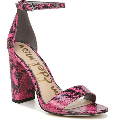 Shop Sam Edelman Yaro Ankle Strap Sandal In Neon Pink Leather