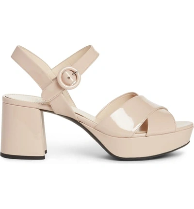 Shop Prada Platform Sandal In Nude Patent