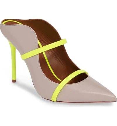 Shop Malone Souliers Maureen Double Band Mule In Ice/ Neon Yellow