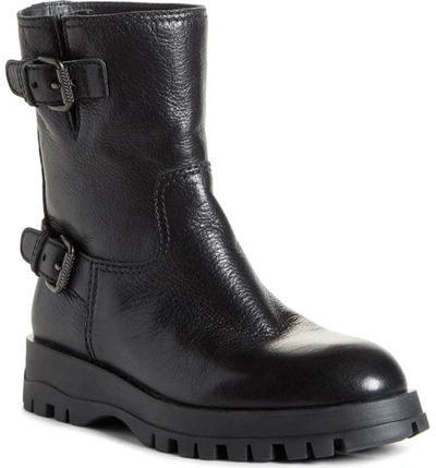 Shop Prada Moto Boot In Black Leather