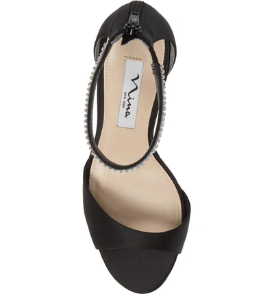 Shop Nina Volanda Ankle Strap Sandal In Black Satin