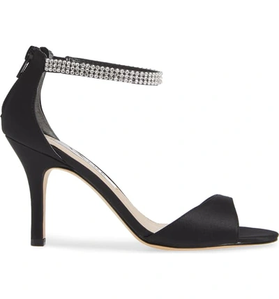 Shop Nina Volanda Ankle Strap Sandal In Black Satin