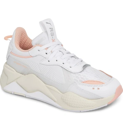 Shop Puma Rs-x Tech Sneaker In  White/ Peach Bud