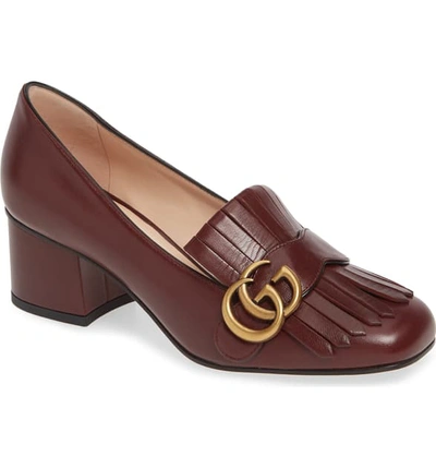 Shop Gucci Gg Kiltie Fringe Pump In Vintage Bordeaux