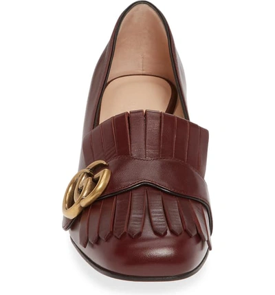 Shop Gucci Gg Kiltie Fringe Pump In Vintage Bordeaux