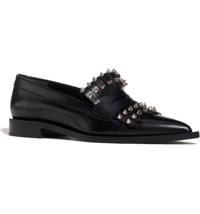 Shop Alexander Mcqueen Studded Kiltie Loafer In Black Leather