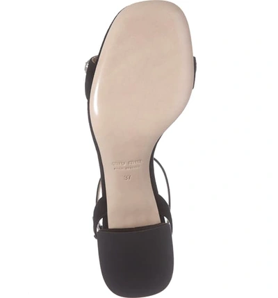 Shop Miu Miu Rocchetto Embellished T-strap Sandal In Black Suede