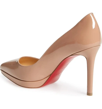 Shop Christian Louboutin Pigalle Plato Pointed Toe Platform Pump In Nude Patent